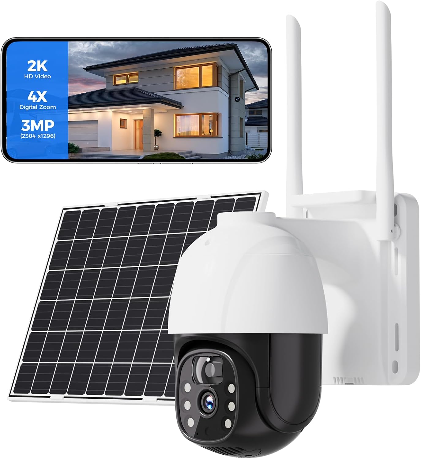 Solar Security Cameras Wireless Outdoor with 2K Night Vision