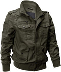 Men's Cotton Lightweight Military Jacket with Multi Pockets