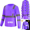 6 Pack Hi Vis Long Sleeve Safety Shirts for Men - Reflective DryBlend