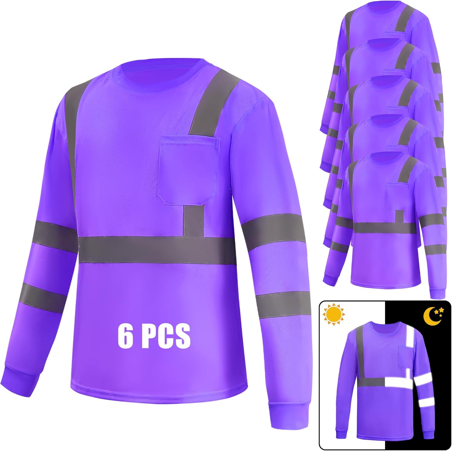 Hi Vis Long Sleeve Safety Shirts for Railway Colleagues - 6 Pack