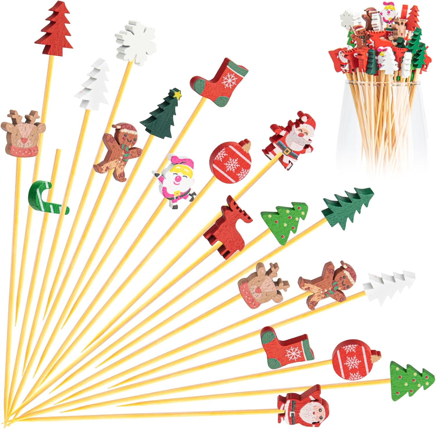Festive Christmas Cocktail Picks - 100 Pack