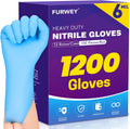 6 mil Blue Nitrile Exam Gloves 1200 Count - Heavy Duty, Food Safe