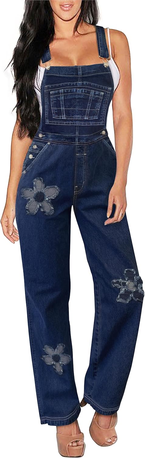 Hybrid & Company Womens Super Comfy Stretch Denim Jumpsuit