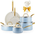 Ceramic Cookware Set VONIKI 16 Pcs Pots and Pans - Safe Nonstick