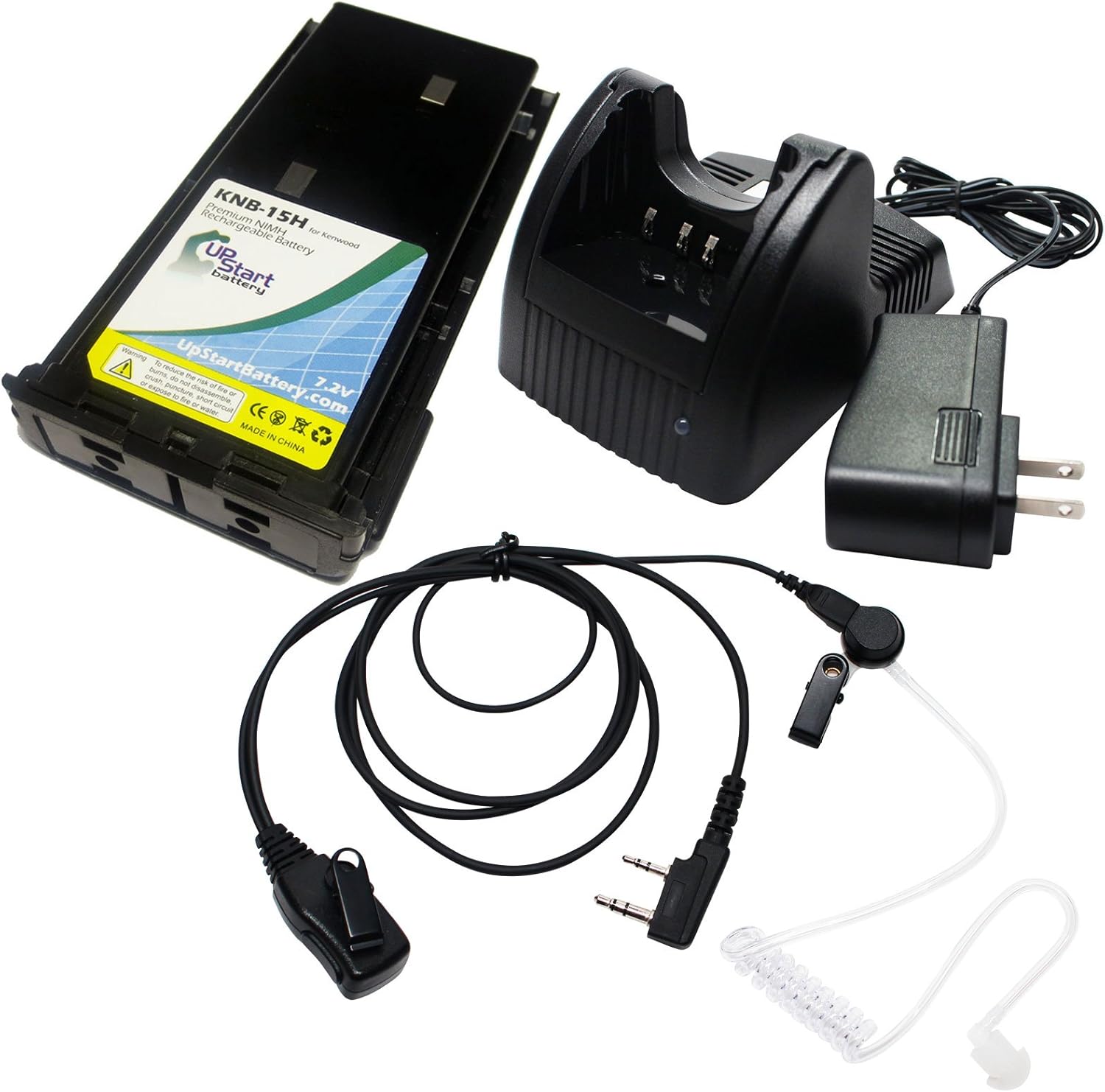 Kenwood KNB-15H Two-Way Radio Battery, Charger & Earpiece Set