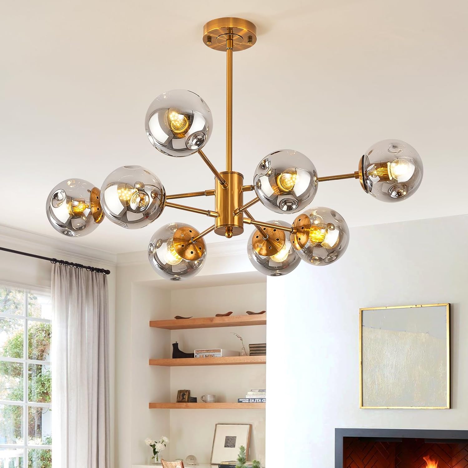 Gold Chandelier 8 Head Dining Room Light Fixture for Modern Spaces