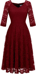 Dressystar Womens Long-Sleeve Lace A-Line Wedding Guest Dress