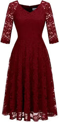 Long-Sleeve A-Line Lace Bridesmaid Dress Midi - Elegant Floral