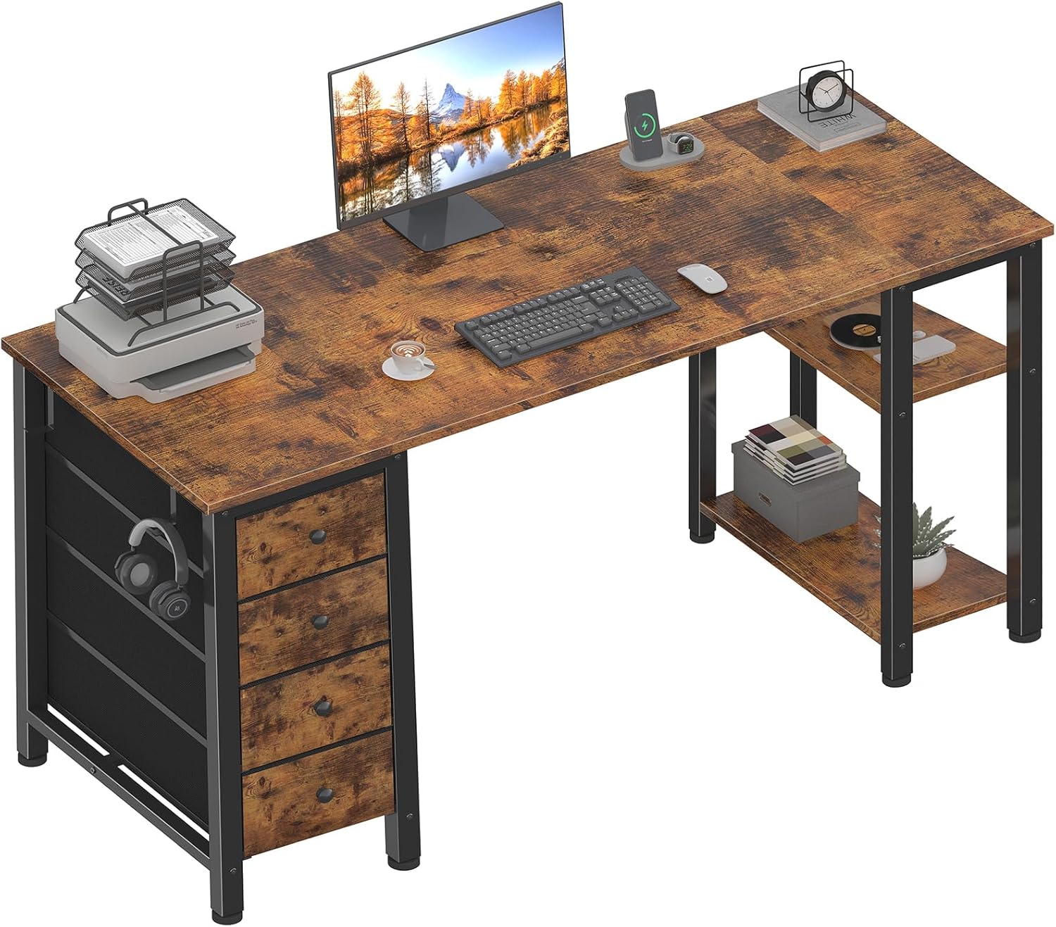 Lufeiya 63 inch Computer Desk with Storage for Home Office