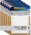 Filtrete 20x30x1 Air Filter 6-Pack - MERV 5 Home HVAC Replacement