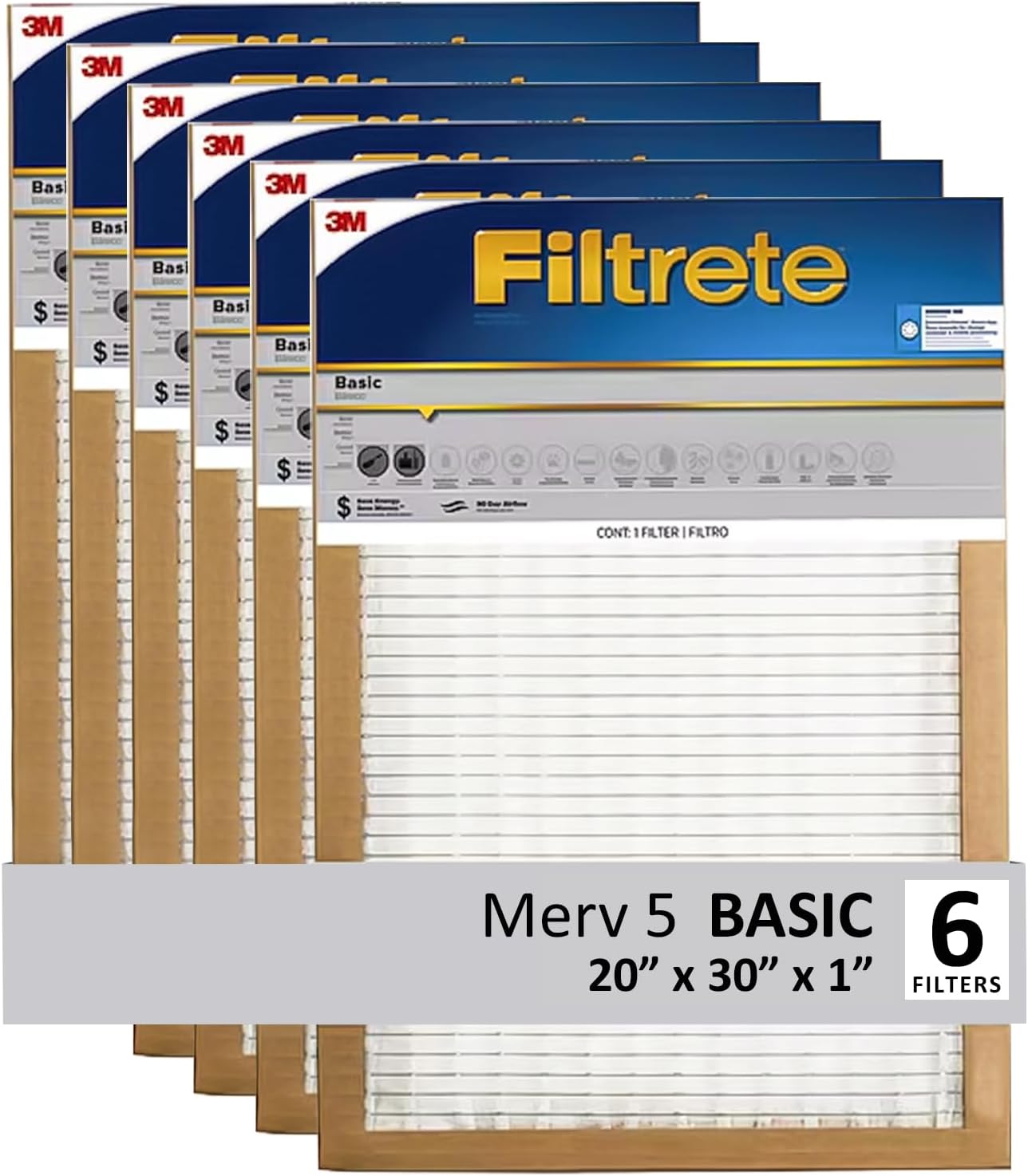 6-Pack Filtrete 20x30x1 Air Filters - Cleaner Air, Fresher Home