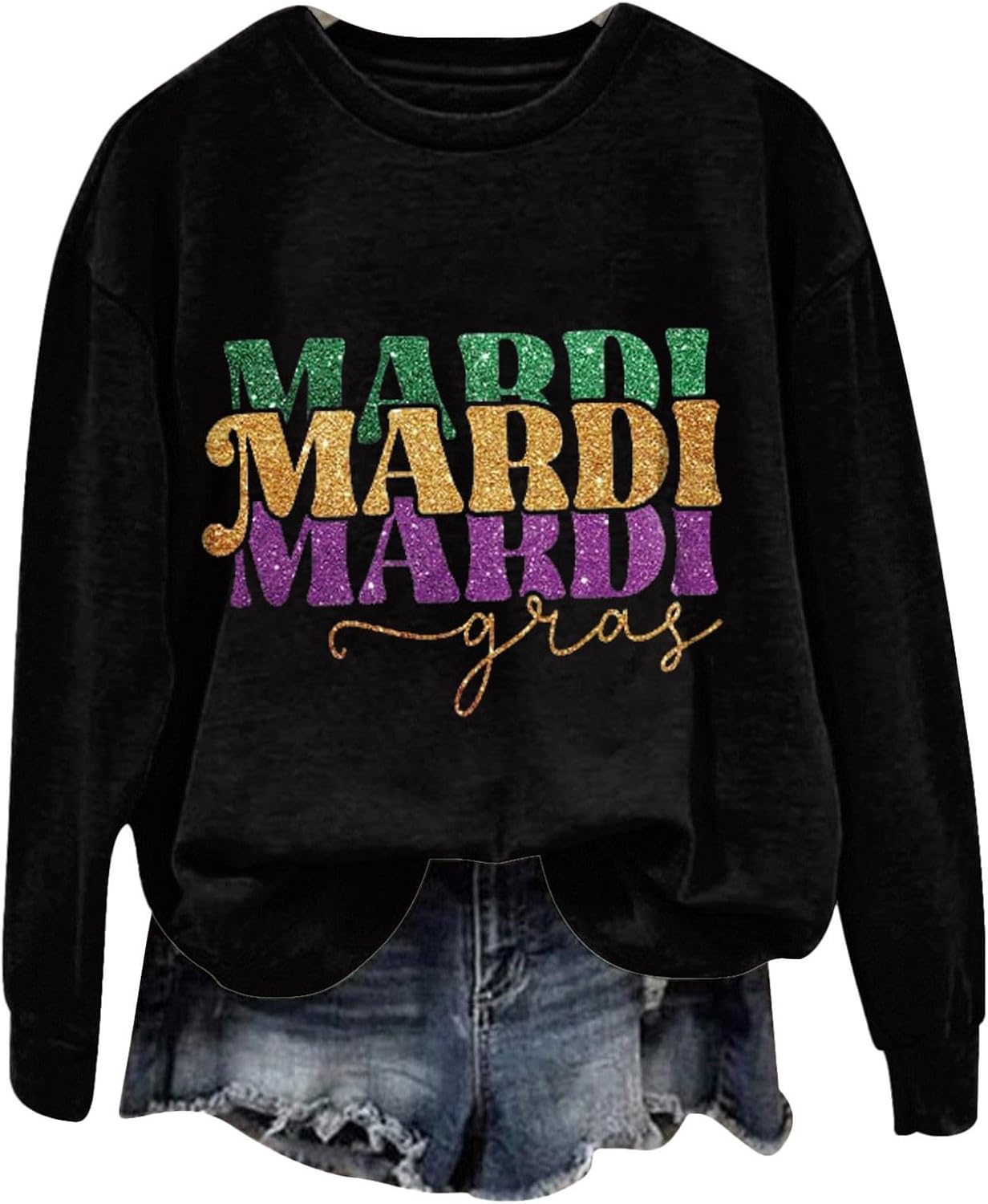 Mardi Gras Sequin Sweatshirt: Festive Fun Tops!
