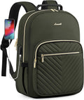 LOVEVOOK Laptop Backpack Purse for Women, Army Green - Quilted 15.6in