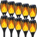 10Pack Solar Lights Outdoor Flickering Flame Torches - Mini Tiki Decor
