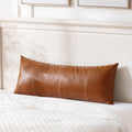 Fancy Homi Brown Boho Long Lumbar Faux Leather Pillow Cover