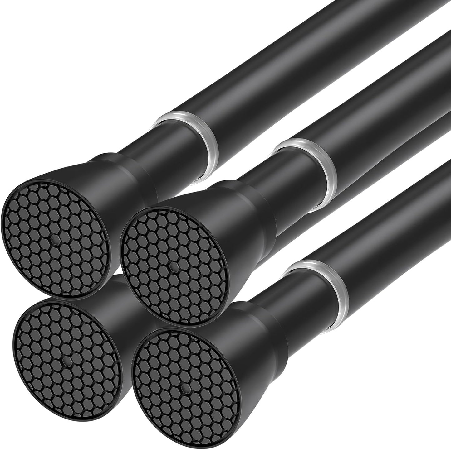 Black Tension Rods for Windows 28 to 48 Inch - 4 Pack