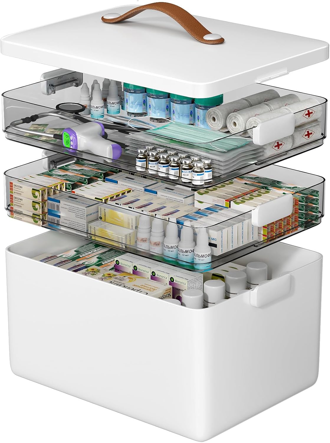 CTIME 3-Tier Medicine Organizer - Portable First Aid Kit Design