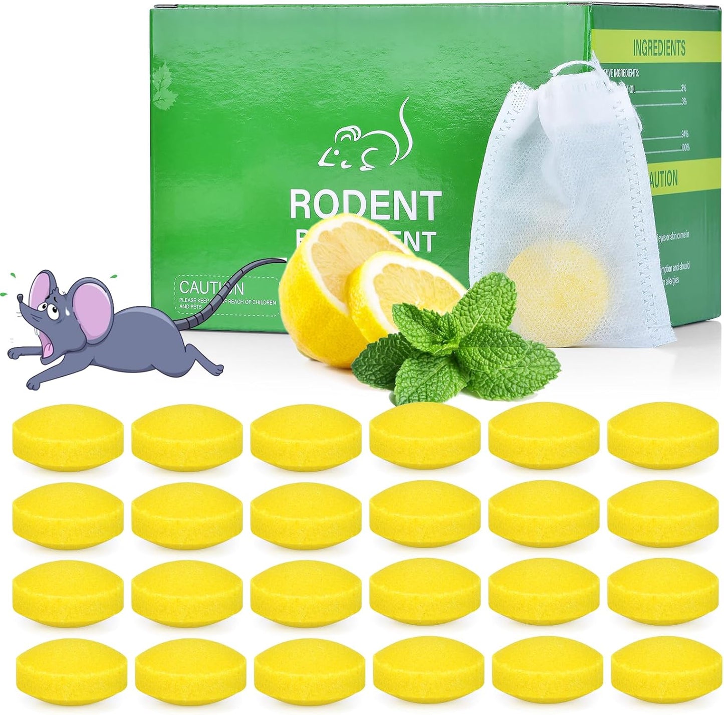 24 Pack Natural Mouse Repellent, Safe for Pets, Indoor & Outdoor