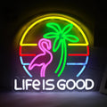LIFE IS GOOD Cocktail Neon Sign for Wall Decor - Bright LED Accent
