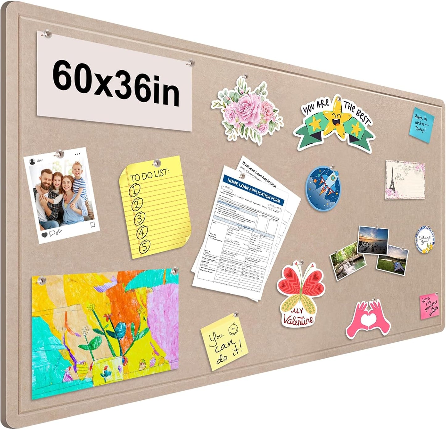 Foldable Large Bulletin Board for Home Office, 60x36 in