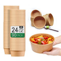 24 Oz Large Paper Bowls 90 Pack - Sturdy Kraft Soup Bowls