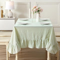 Pile Green White Plaid Ruffled Table Cloth Rectangular 120x60