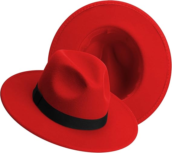 KUJUHA Fedora Hats for Men and Women - Stylish Two Tone Wide Brim