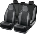 Black Leather Car Seat Cover Full Set - Universal Fit, Airbag Safe