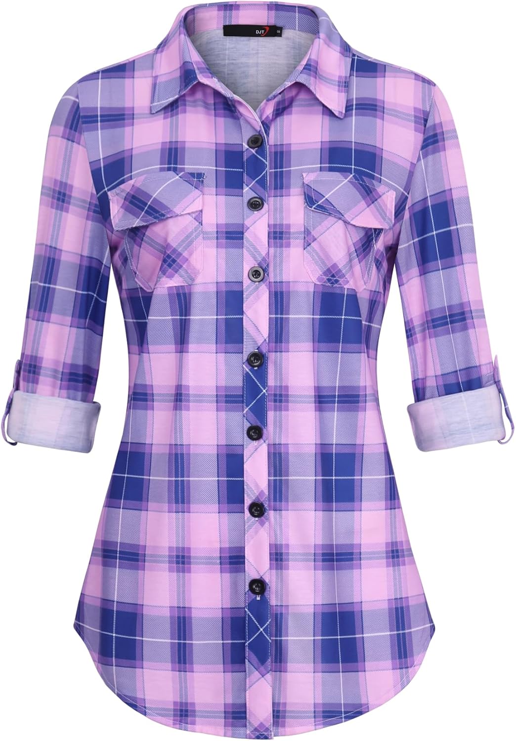 DJT Womens Soft Stretchy Knit Plaid Shirts for Every Occasion