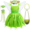 Kid Halloween Fairy Costume Set with Wings - Floral Forest Dress