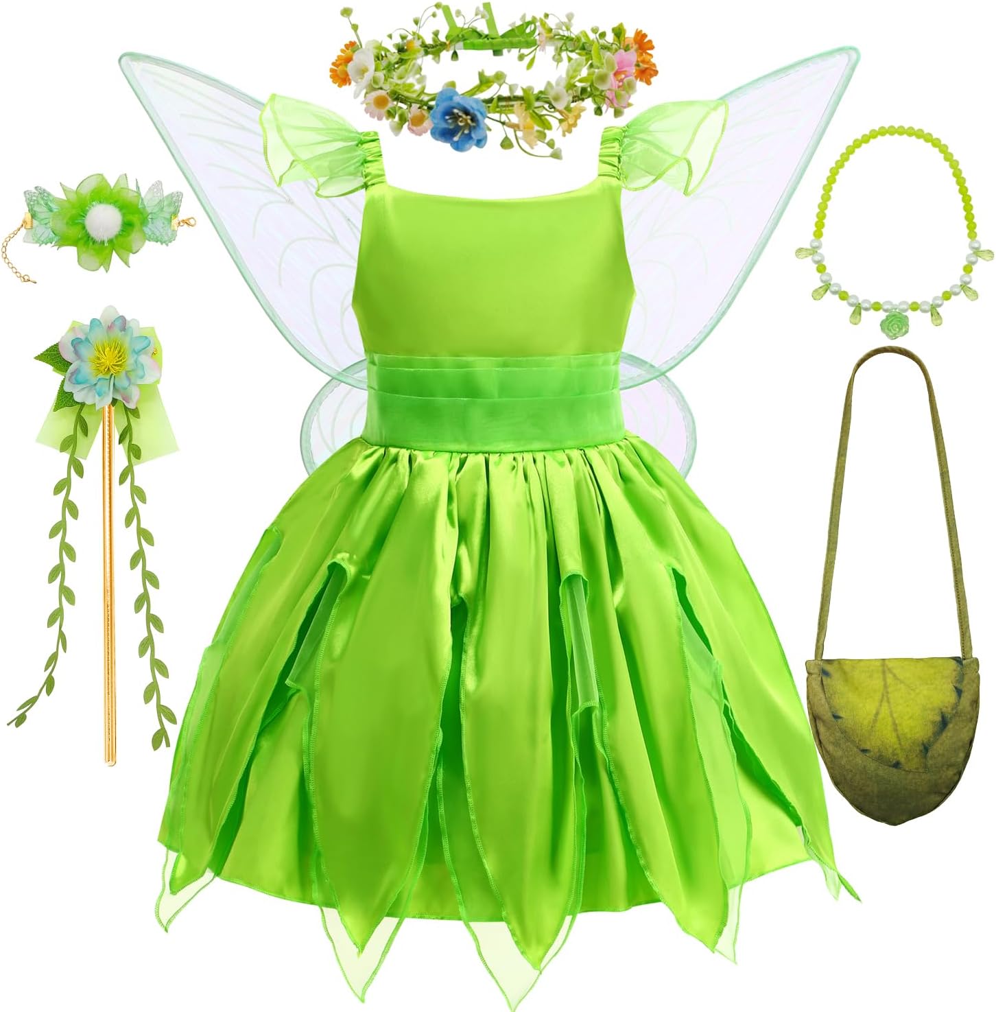 Enchanting Kid Halloween Fairy Costume Set with Wings and Dress