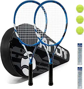 Tennis Rackets for Adults - Pre-Strung 27 Inch Set with Balls