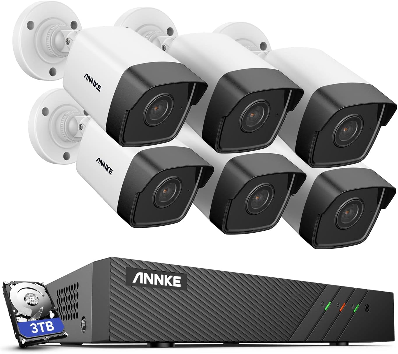 ANNKE 8CH Bullet PoE Security Camera System with 6MP NVR
