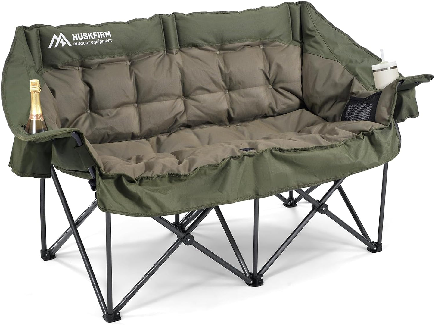 Double Camping Chairs Padded Loveseat Chair for 2 Person