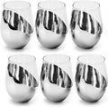 MyGift Modern Stemless Wine Glass Set of 6 - Metallic Bottom Elegance