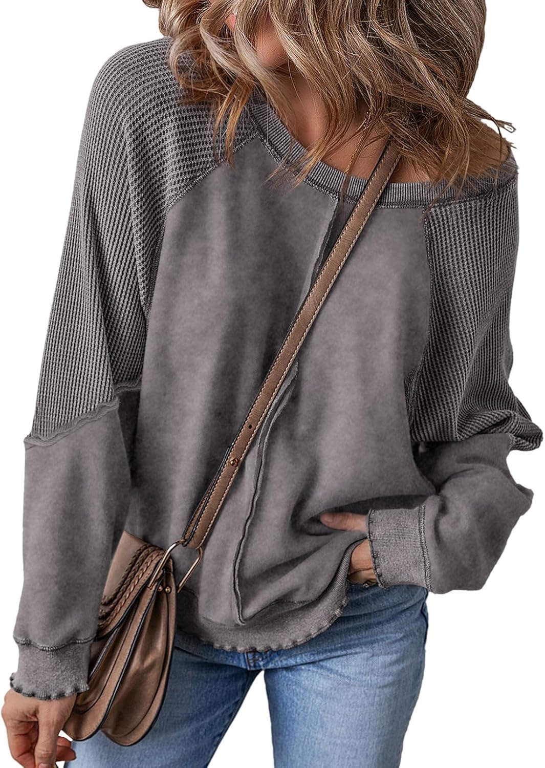SHEWIN Womens Oversized Off The Shoulder Sweatshirt for Style