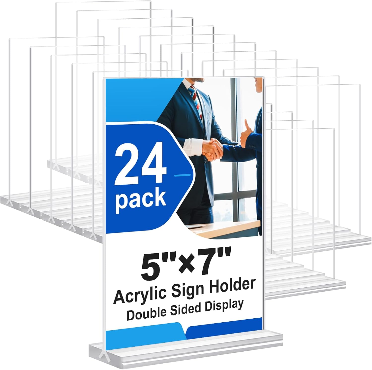 Acrylic Sign Holder 5x7 Inches - 24 Pack for Clear Displays