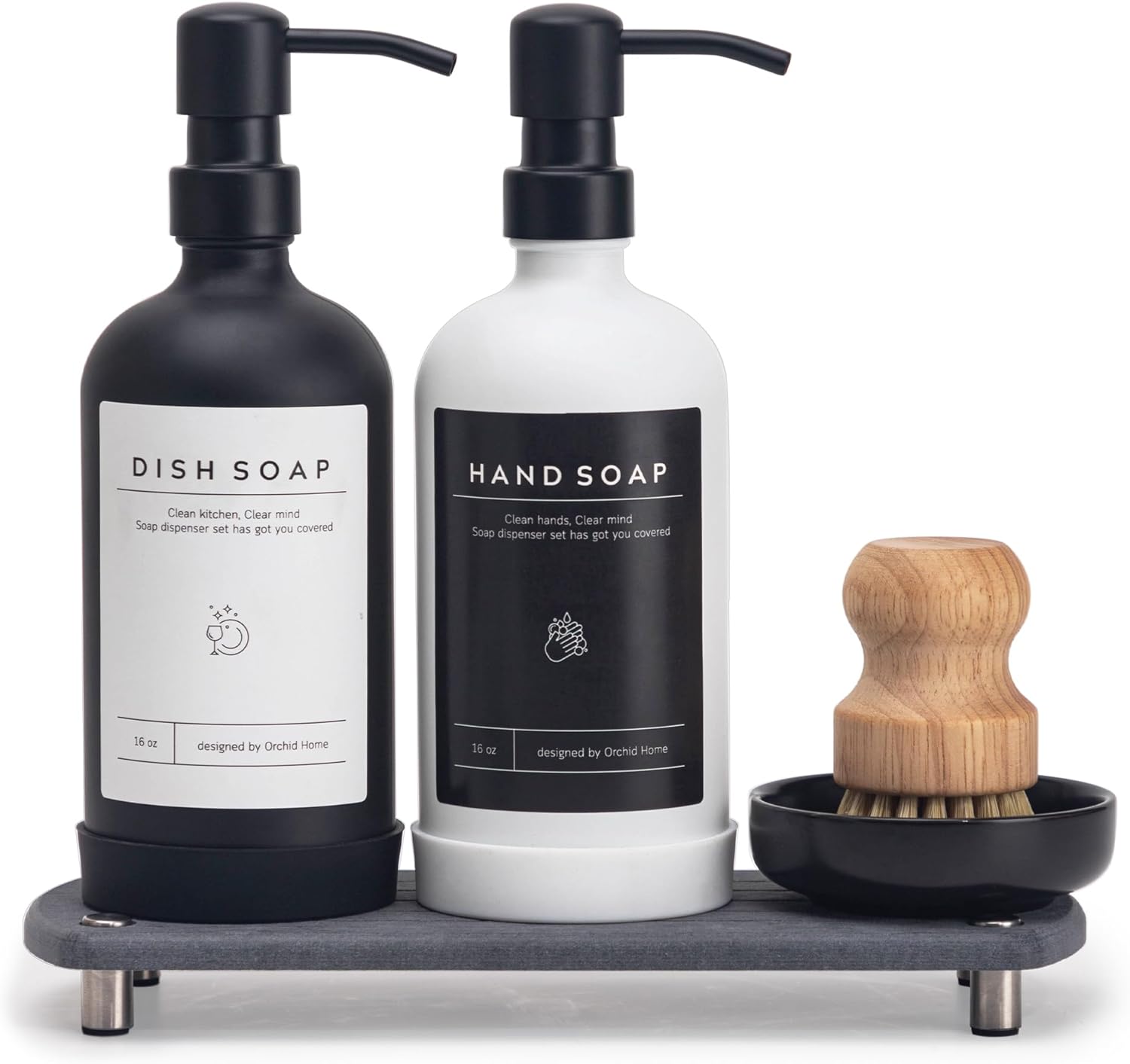 Luxury Kitchen Soap Dispenser Set with Stainless Steel Pump