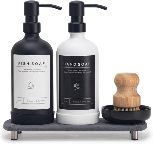 Luxury Kitchen Soap Dispenser Set with Stainless Steel Pump