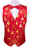 Mens Christmas Vest for Men Red Green Holiday Waistcoat Set