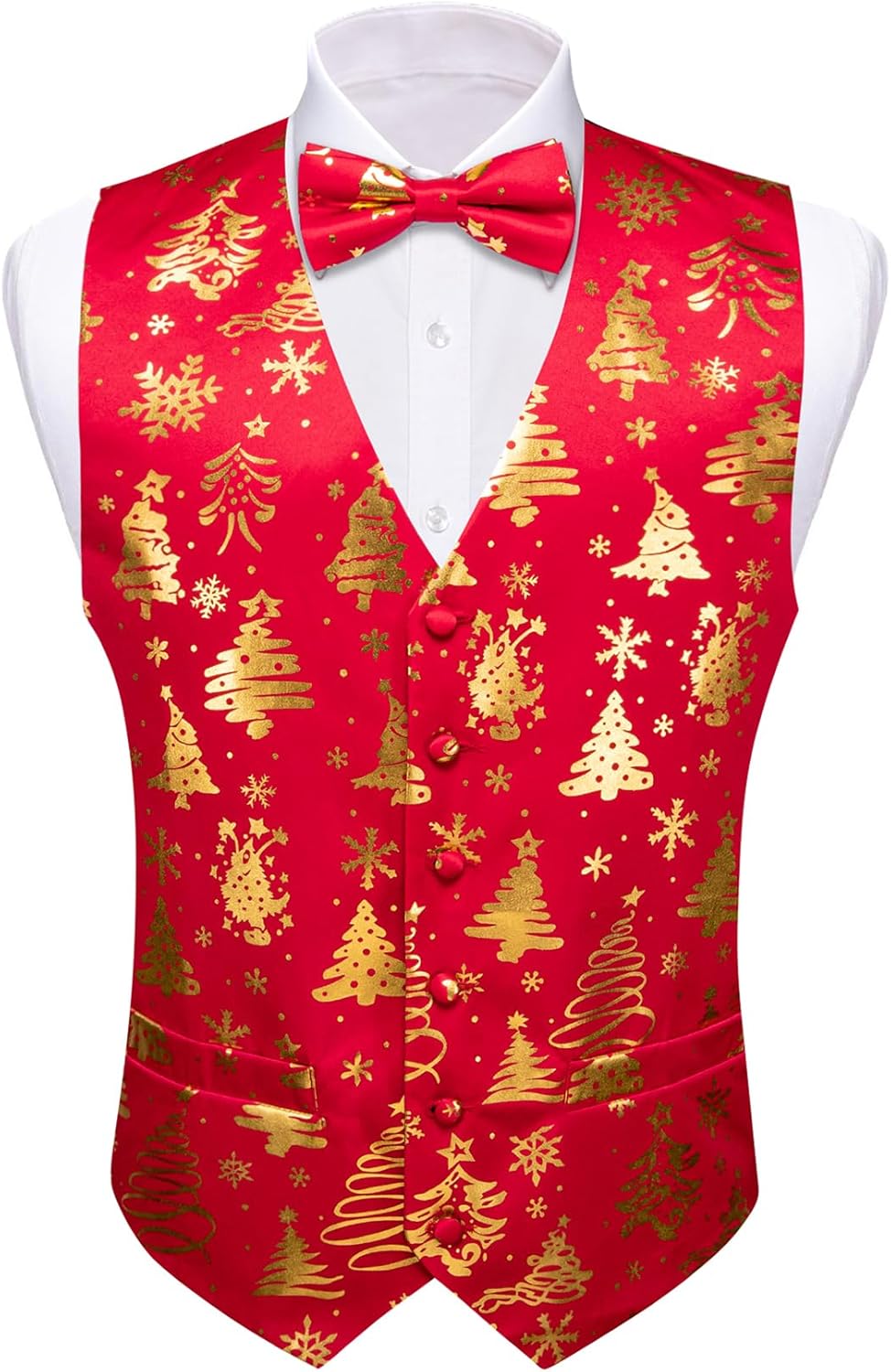 Mens Christmas Vest Set with Bow Tie for Festive Celebrations