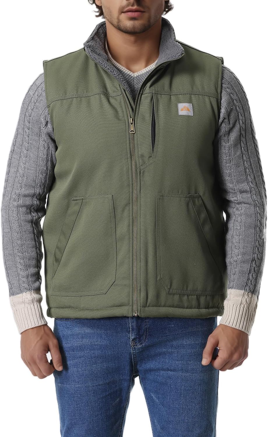 Men's Loose Fit Workwear Vest with Fleece-Lined Comfort