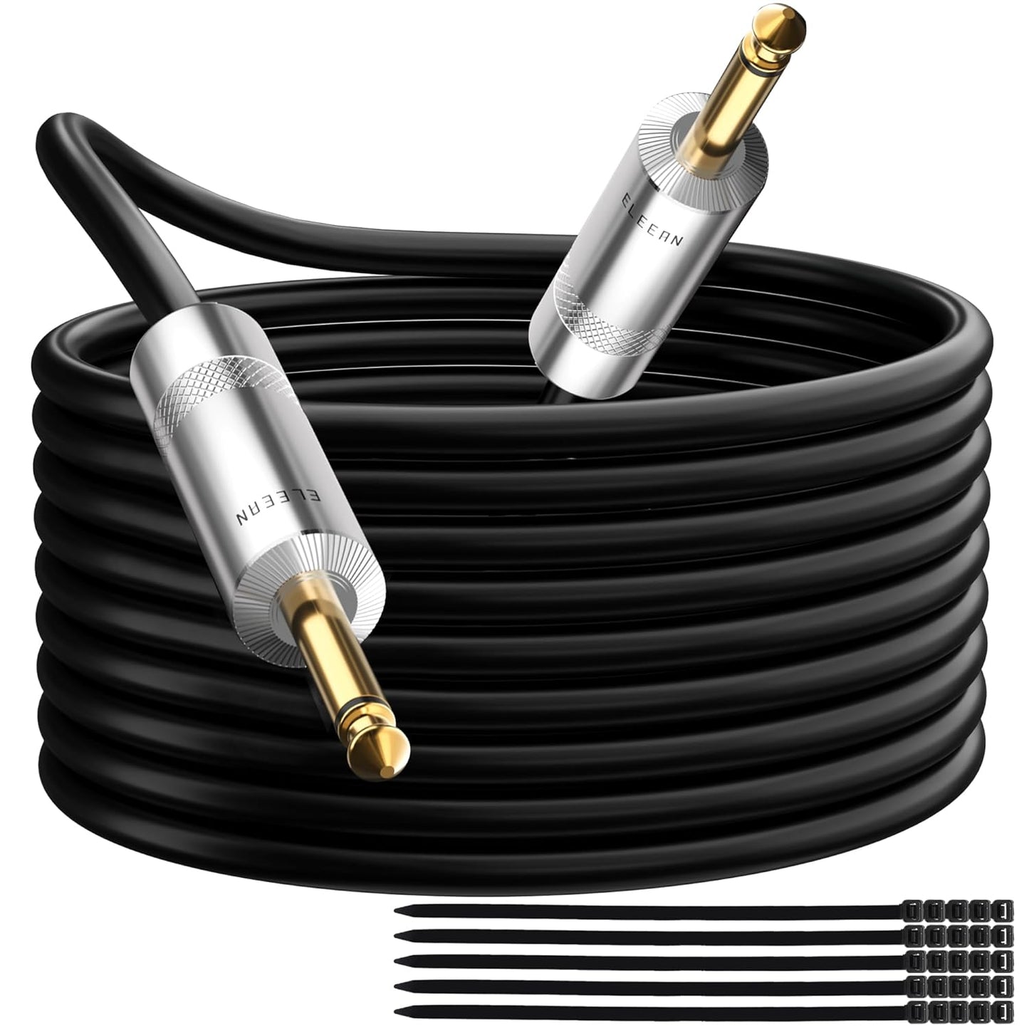 Elecan Premium 6.35mm Guitar Cable 100 Ft for Electric Instruments