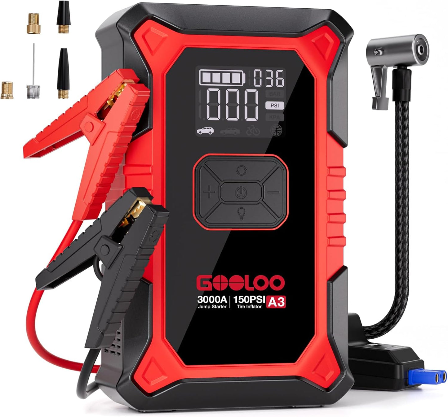 GOOLOO A3 Jump Starter: 3000A Power, Air Compressor
