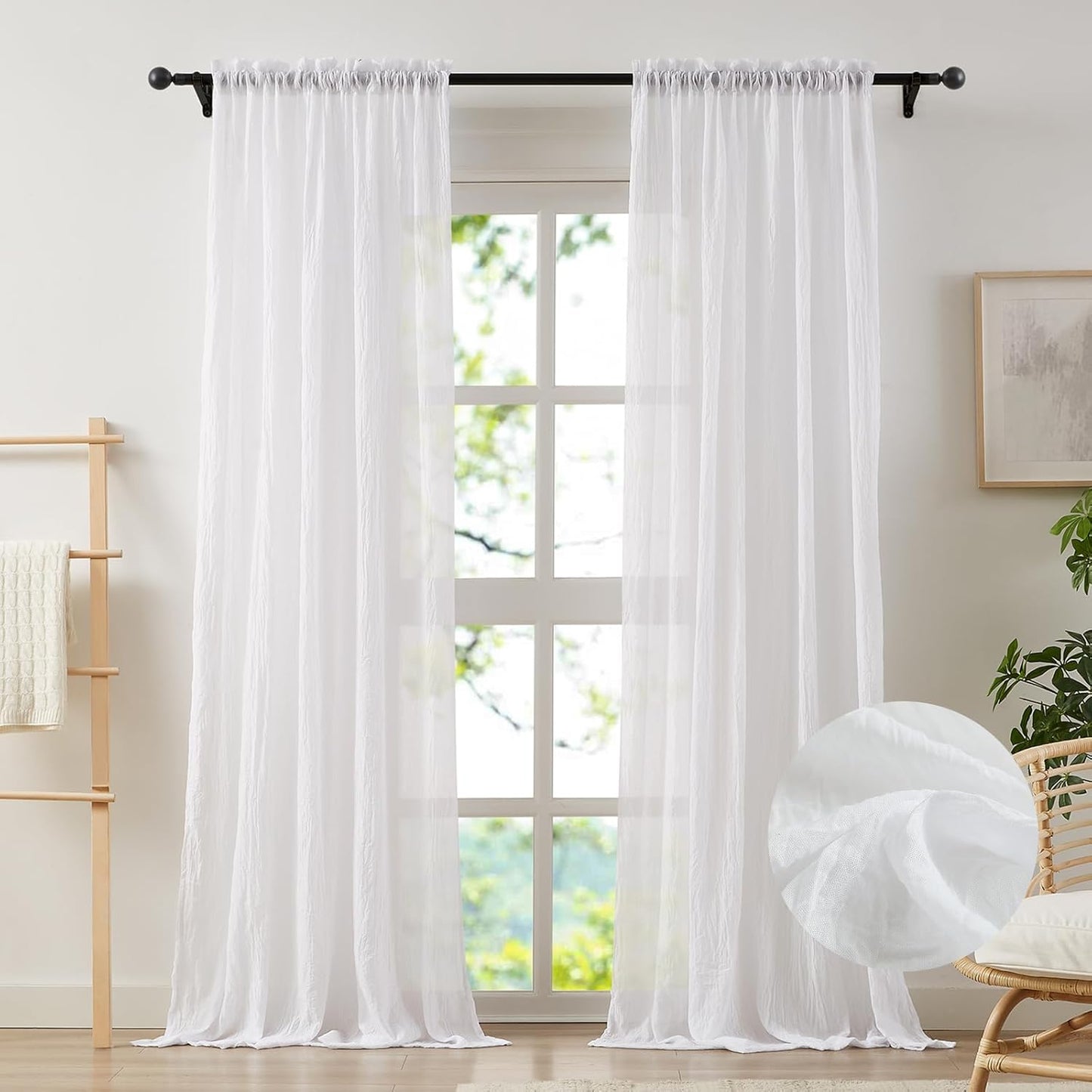 Elegant White Sheer Curtains for Living Room and Patio Doors