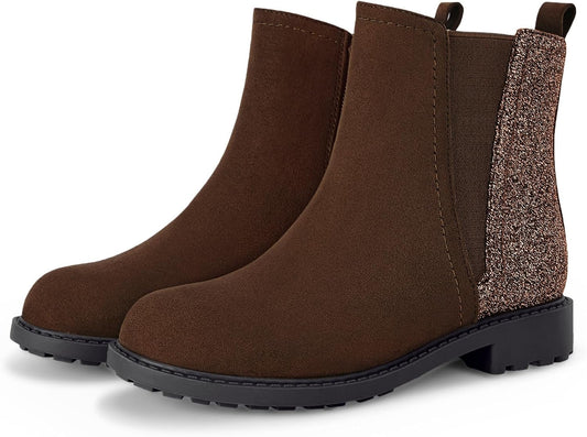 Coutgo Girls Glitter Ankle Boots for Toddler and Little Kids