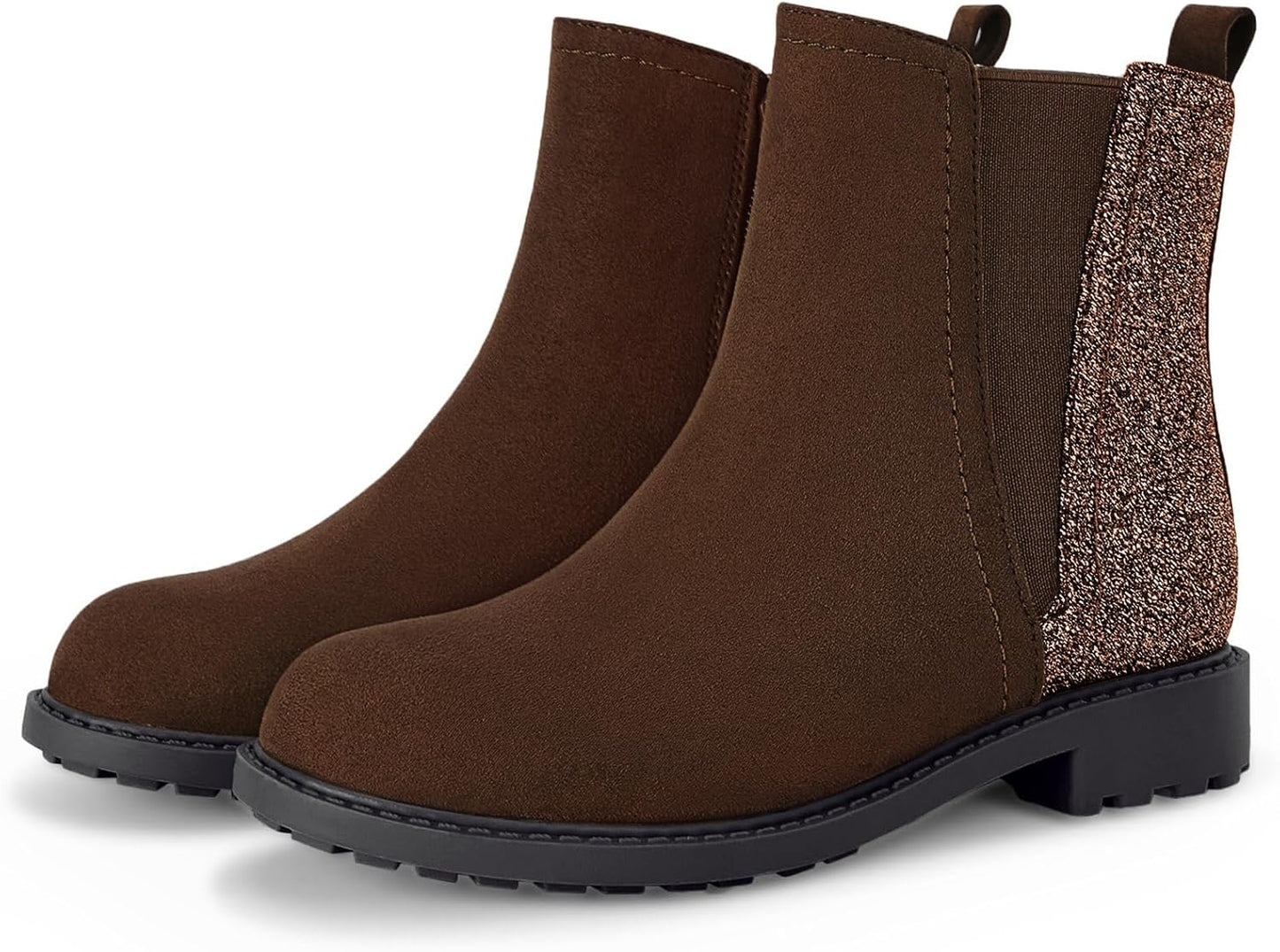 Coutgo Girls Glitter Ankle Boots with Side Zipper for Kids