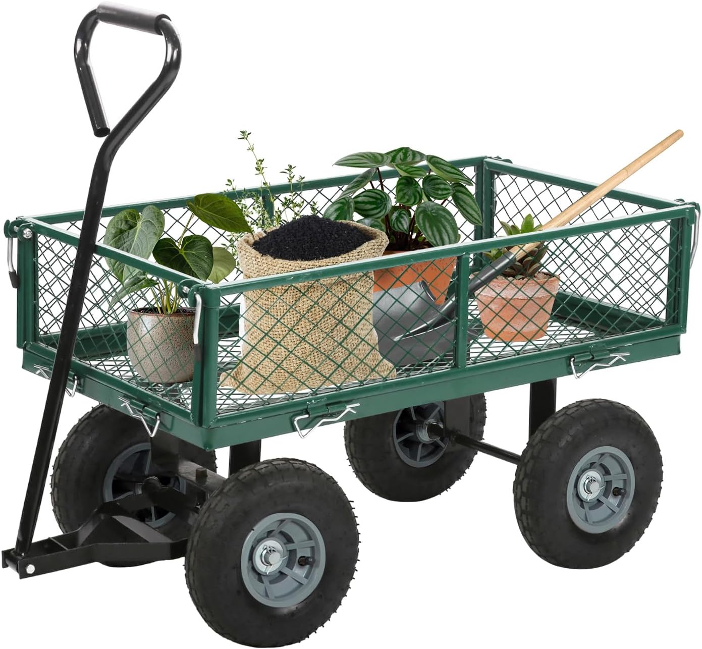 FDW Garden Cart Heavy Duty Utility Wagon with Removable Sides