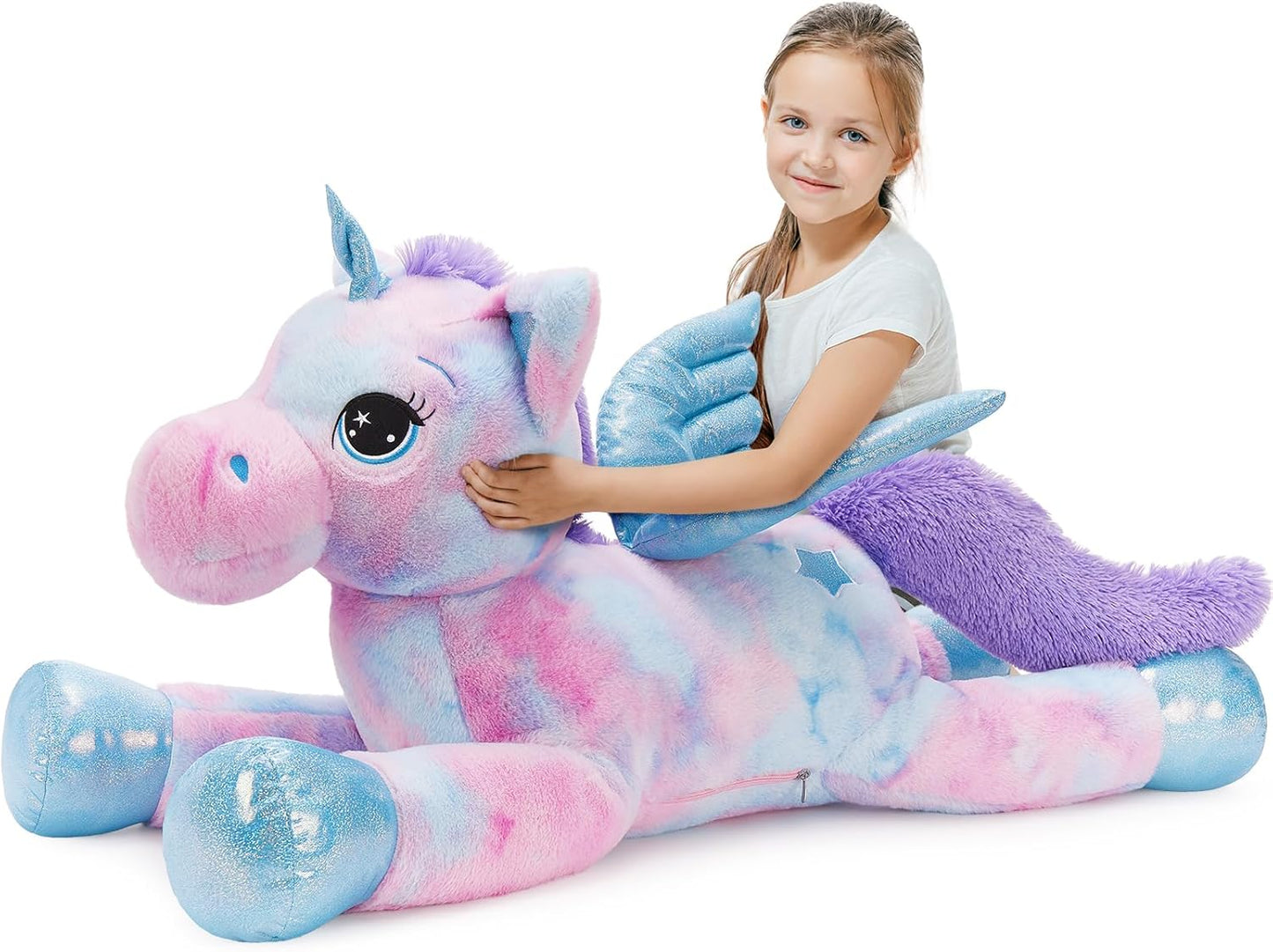 Tezituor 43 Inch Rainbow Unicorn Plush Toy for All Ages