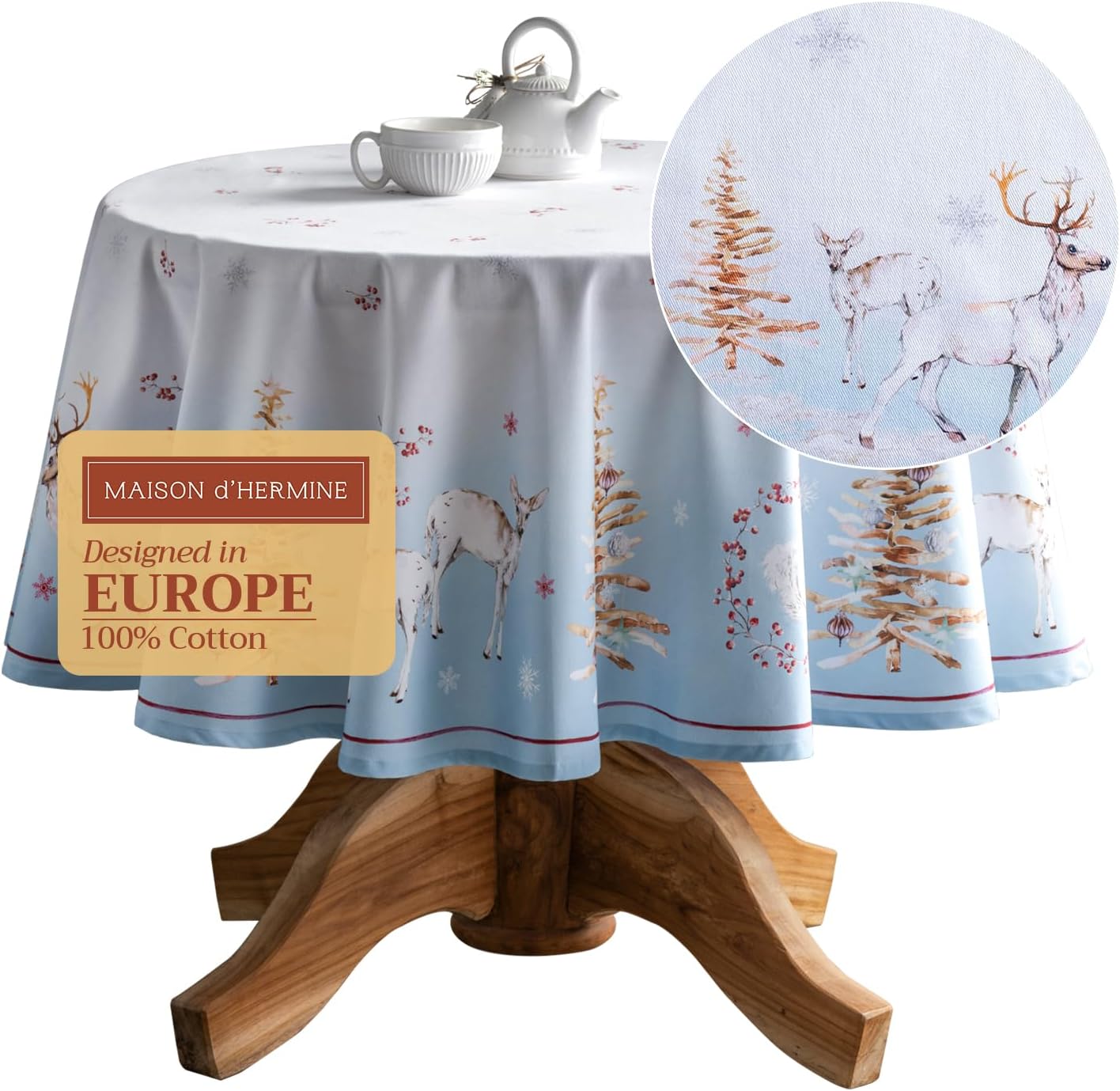 Maison d' Hermine Round Tablecloth 63 Inches for Elegant Dining